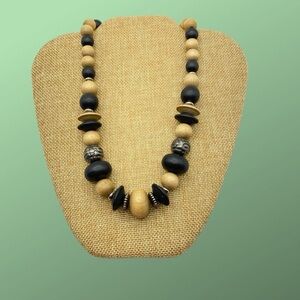 Vintage Chunky Wood Bead Necklace